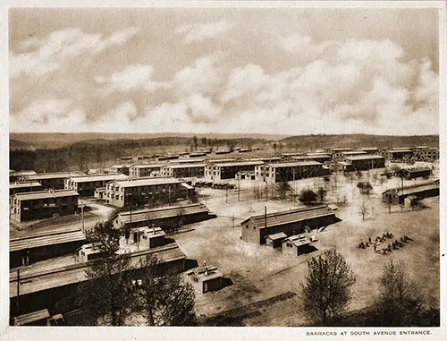 Barracks at South Avenue Entrance. Scenes of Camp Pike, 1918.