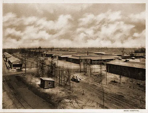 Base Hospital (on right). Scenes of Camp Pike, 1918.