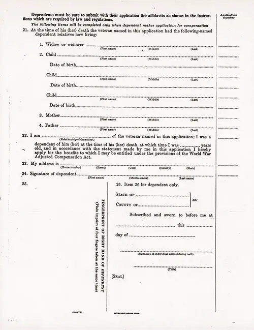 Page 4 of 4 of the Application for Adjusted Compensation for Service in the Army, Completed by Applicant Ludvig K. Gjenvick on 8 July 1924.