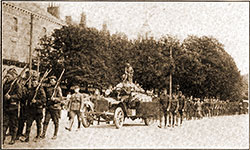 Military Funeral Procession for Signal Corps Telephone Operator Miss Cora Bartlett at Tours, France.