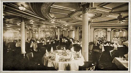 Lower Dining Saloon of the Lusitania, Torpedoed and Sunk on 7 May.
