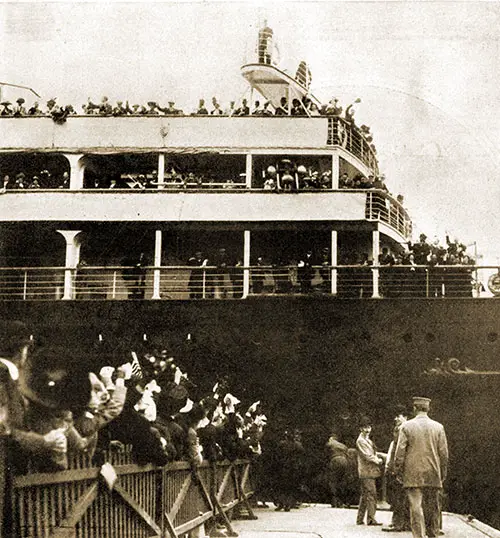Section of the Crowd on the Pier Waving a Last Farewell to the Lusitania When She Saild from New York for the Last Time on Saturday, 1 May 1915.