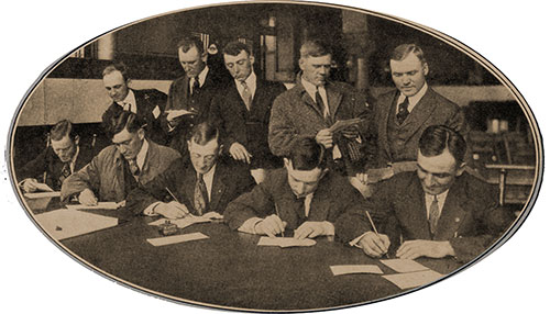 Members of the Cincinnati Reds Baseball Team, National League, Registering Under the Selective Draft Law.