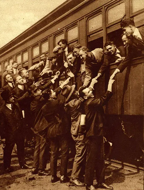 Men of New York City’s Second Quota for the New National Army on Their Way to Camp Upton, Long Island.