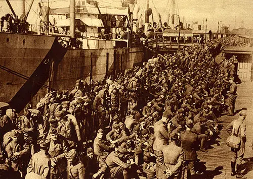 The Last Contingent of America’s Second Million Bound for France Waiting on the Docks at Liverpool