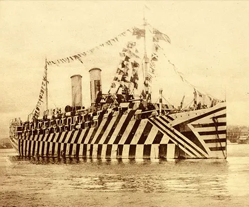 The Zebra Striped British Transport Osterley as She Appeared in New York Harbor November 11, 1918.