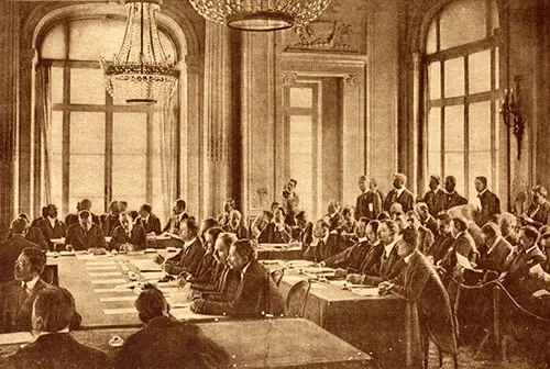 German Delegates at Versailles Listening Intently to Premier Clemenceau.