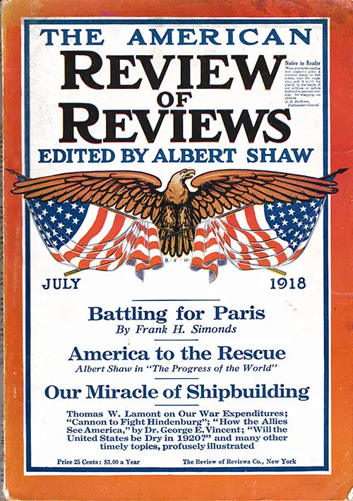 Front Cover, The American Review of Reviews, July 1918.