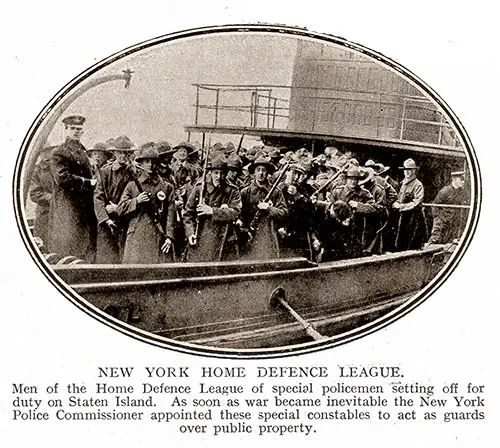 New York Home Defense League. Men of the Home Defense League of Special Policemen Setting off for Duty on Staten Island.