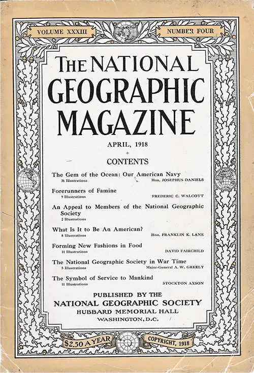 Front Cover, The National Geographic Magazine, Volume XXXII, Number 4, April 1918.