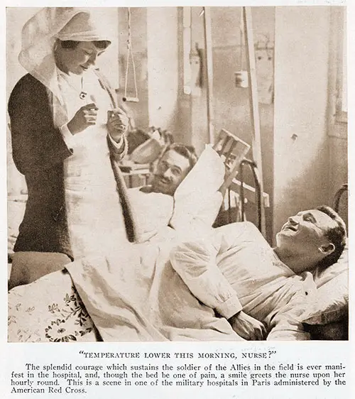 Scene in One of the Military Hospitals in Paris Administered by the American Red Cross.