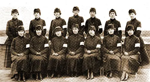 Fourteen of the Girls in the Fourth Unit of Telephone Operators for France Were Trained by the New York Telephone Company.