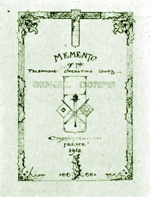 Front Cover Design on Memento Presented to Telephone Operators in France at Christmas