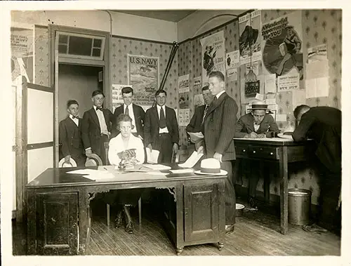Naval Recruiting Office Decorated with World War I Posters, 1917.