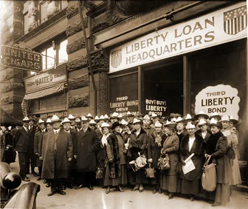 Liberty Loan Headquarters During a War Bonds Rally in Duluth, Minnesota, 1918.