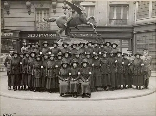 American Telephone Girls Photographed on Arrival for "hello" Duty in France, March 1918.