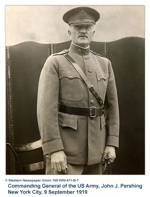 Commanding General of the US Army, John J. Pershing at New York City, 9 September 1919.