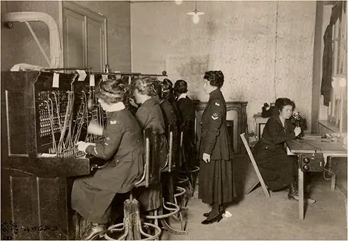 Signal Corps Telephone Operators at Switchboard, Toul, Meurthe Et Moselle, France.