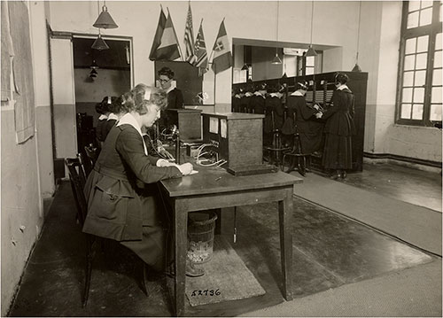 Telephone Operating Room, General Headquarters, Signal Corps, Chaumont, Haute Marne, France.