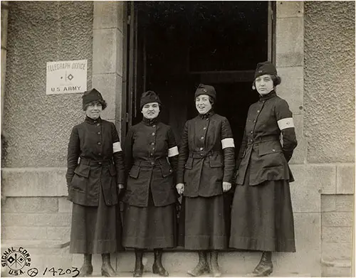 Telephone Operators at General Headquarters, Chamount, France, 16 April 1918.