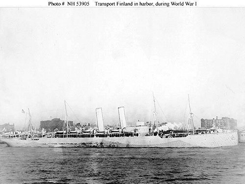 The USAT Finland, a Transport Ship During WW1, in Harbor.