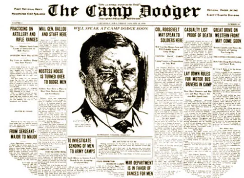 Portion of the Front Page of the Cantonment Newspaper "The Camp Dodger.