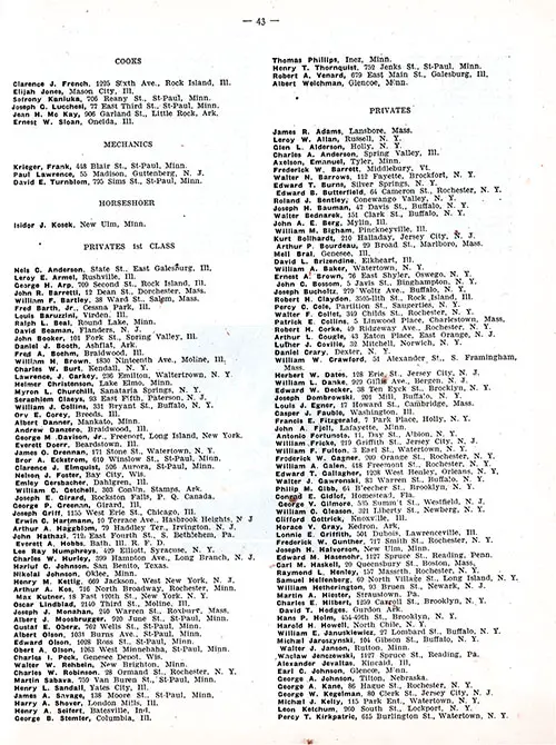 Roster of Officers and Enlisted Men of HQ Company, 346th Infantry, AEF. Part 2 of 3.