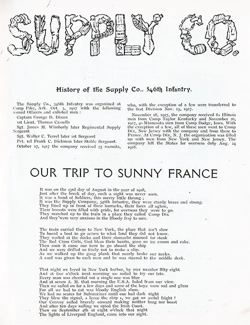 346th Infantry Supply Company History and Trip to France.