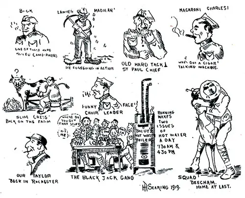 Cartoon About the Non-Commissioned Officers of Company "E" - 346th Infantry.